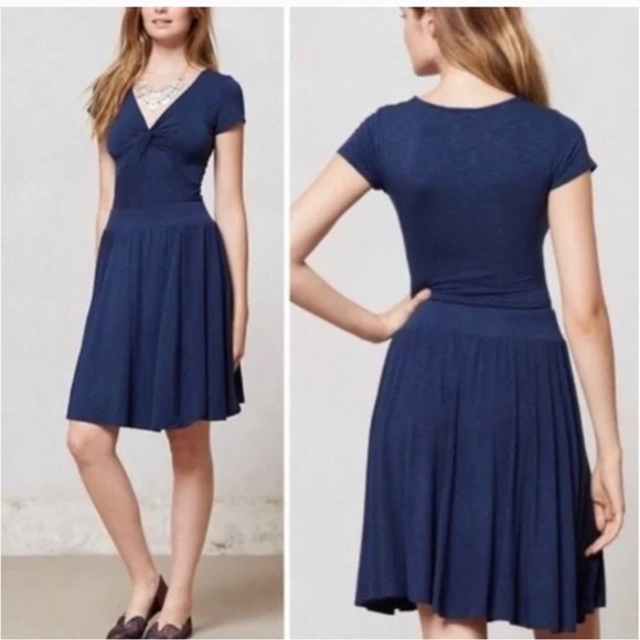Anthropologie Dolan Womens T-Shirt Ataya Twist Front Dress Blue Soft - Picture 3 of 5